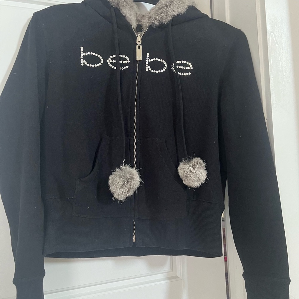 Bebe Gray Faux Fur Jacket